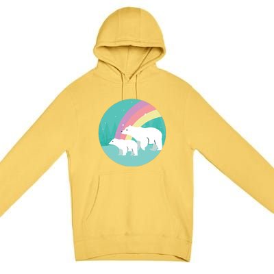 Cute Polar Bears Rainbow Premium Pullover Hoodie