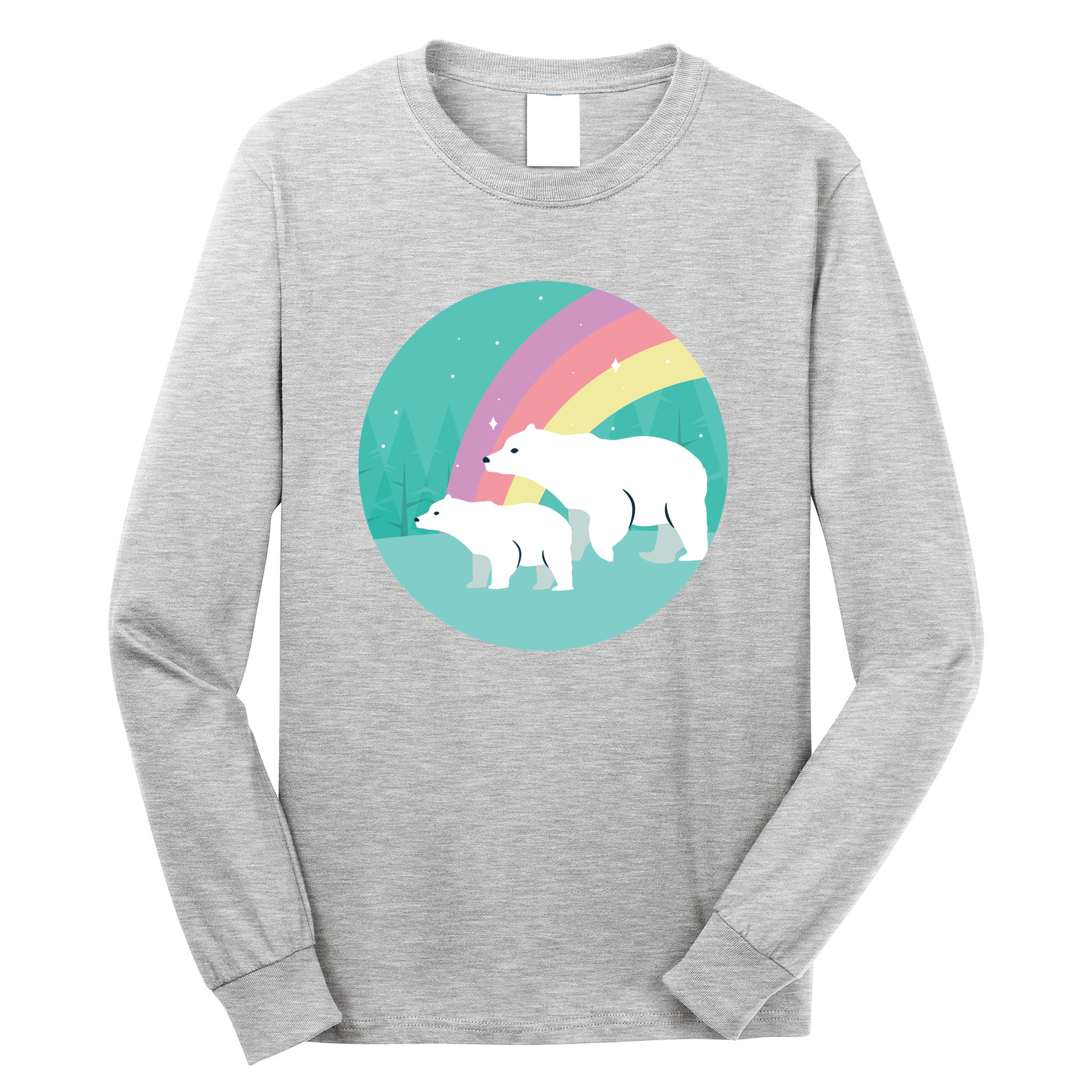 Cute Polar Bears Rainbow Long Sleeve Shirt