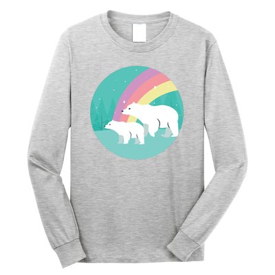 Cute Polar Bears Rainbow Long Sleeve Shirt