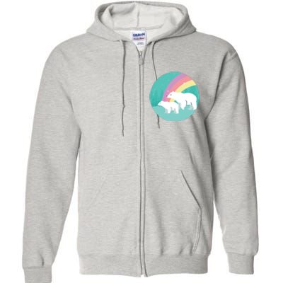 Cute Polar Bears Rainbow Full Zip Hoodie