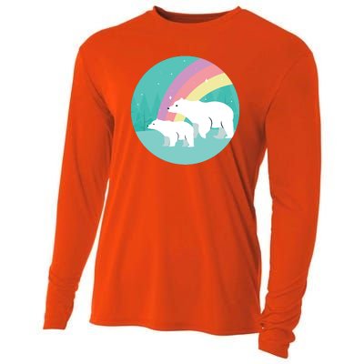 Cute Polar Bears Rainbow Cooling Performance Long Sleeve Crew