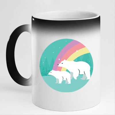 Cute Polar Bears Rainbow 11oz Black Color Changing Mug