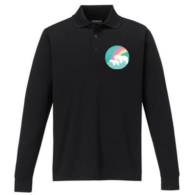 Cute Polar Bears Rainbow Performance Long Sleeve Polo