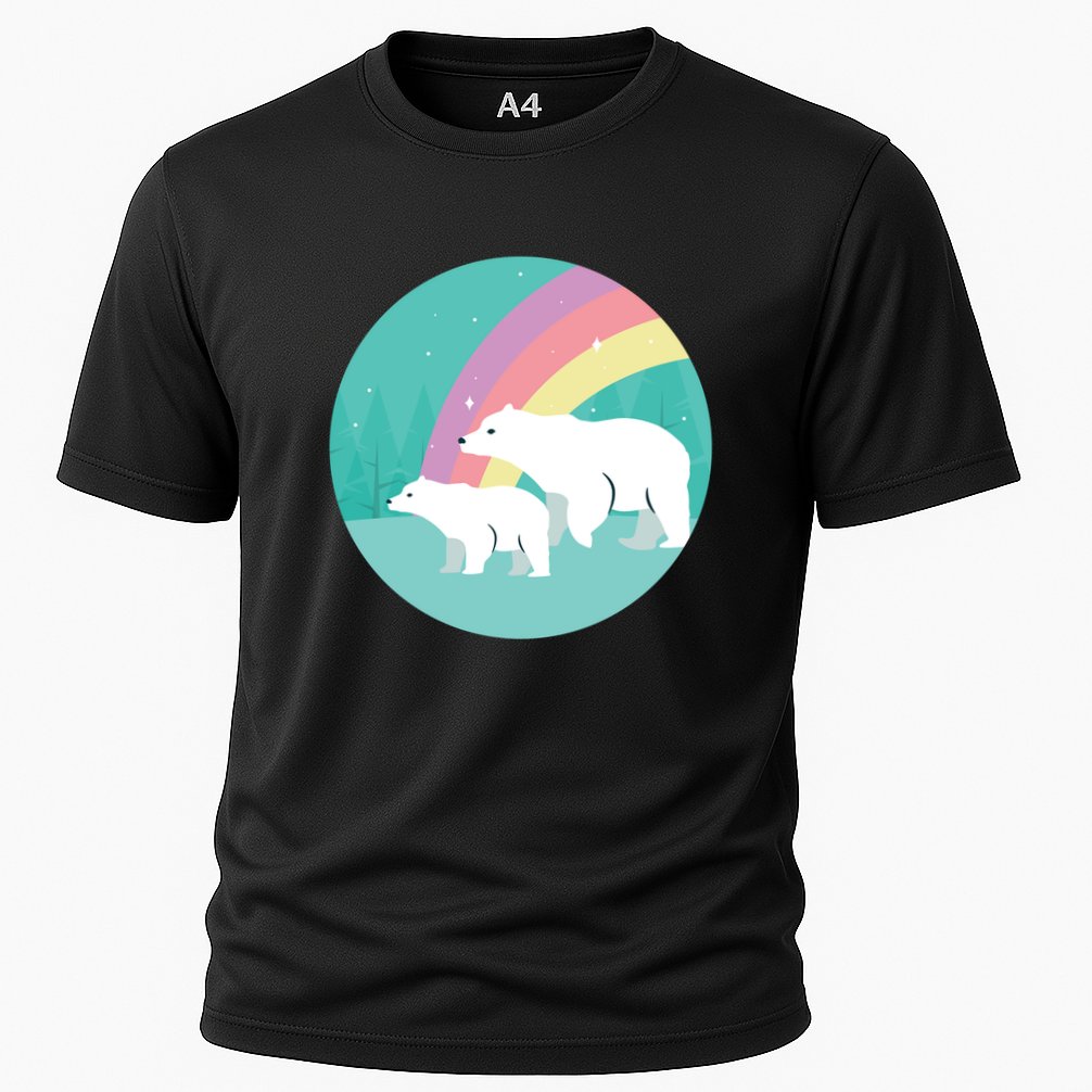Cute Polar Bears Rainbow Cooling Performance Crew T-Shirt