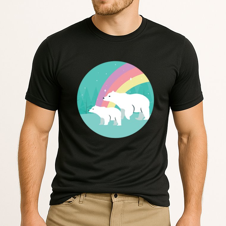 Cute Polar Bears Rainbow Cooling Performance Crew T-Shirt