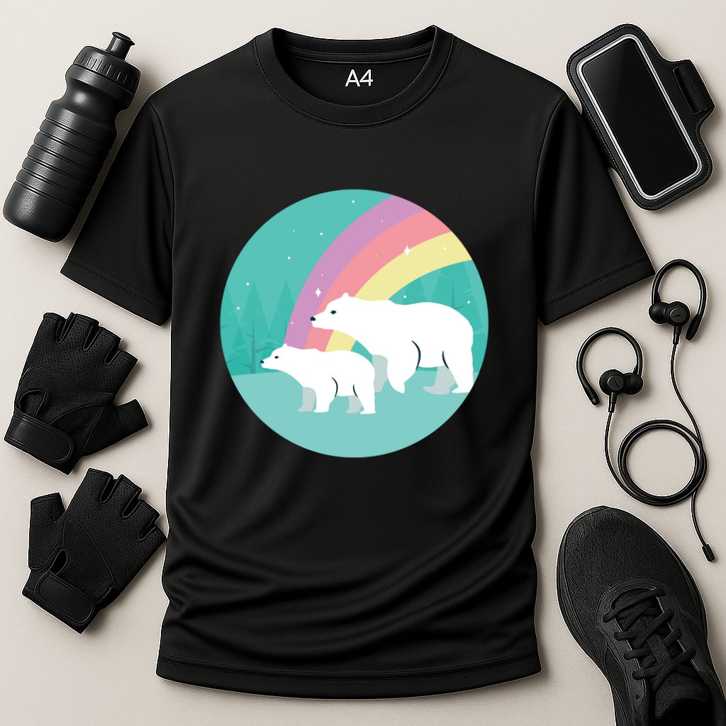 Cute Polar Bears Rainbow Cooling Performance Crew T-Shirt