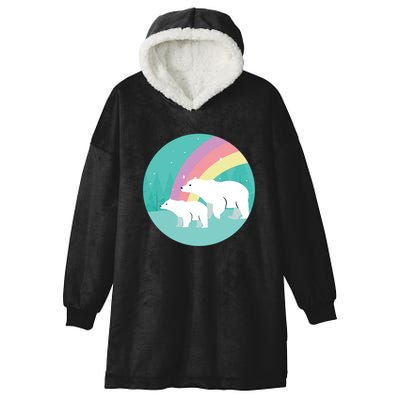 Cute Polar Bears Rainbow Hooded Wearable Blanket