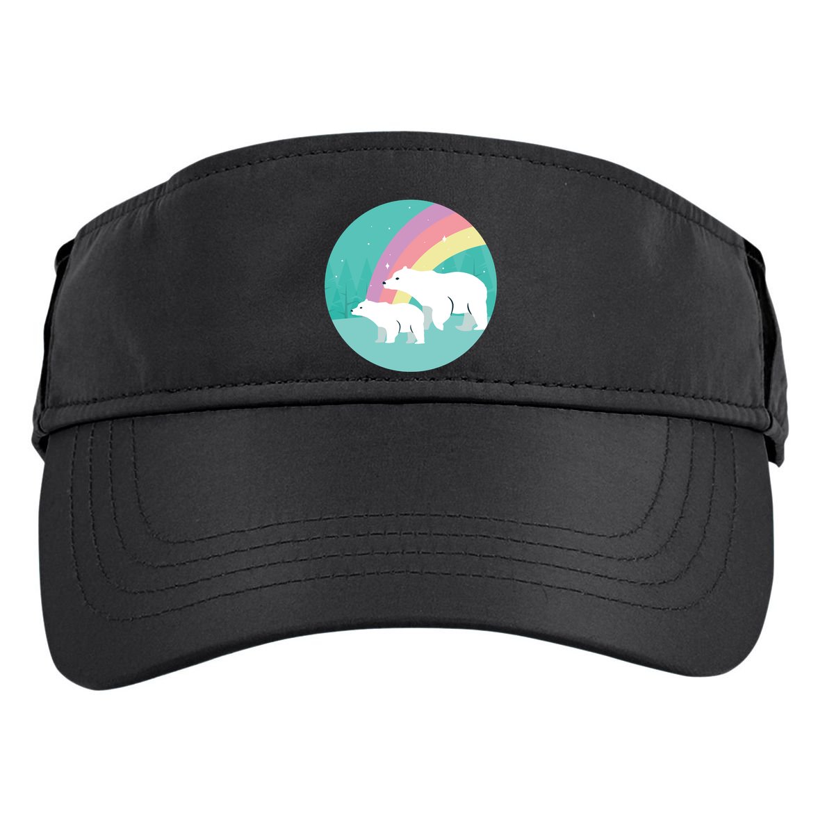 Cute Polar Bears Rainbow Adult Drive Performance Visor