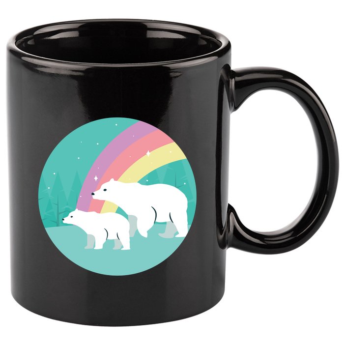 Cute Polar Bears Rainbow 11oz C Handle Ceramic Mug