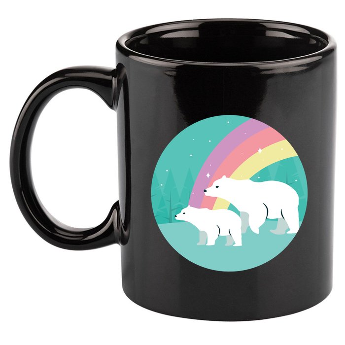Cute Polar Bears Rainbow 11oz C Handle Ceramic Mug