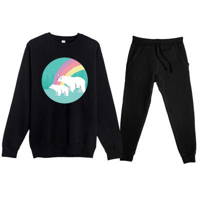 Cute Polar Bears Rainbow Premium Crewneck Sweatsuit Set