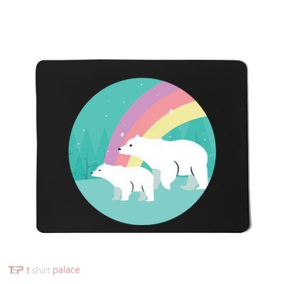 Cute Polar Bears Rainbow Mousepad