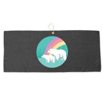 Cute Polar Bears Rainbow Large Microfiber Waffle Golf Towel