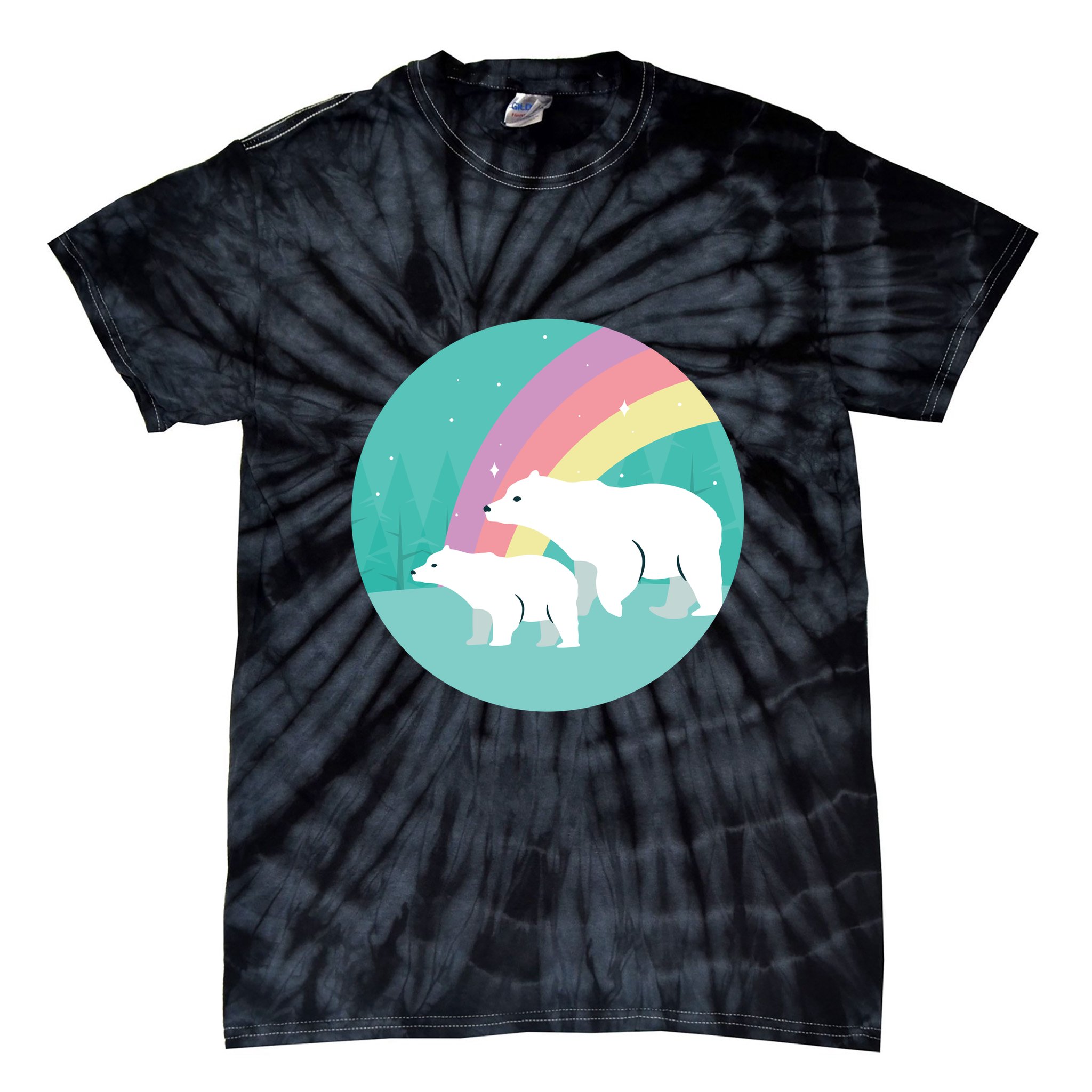 Cute Polar Bears Rainbow Tie-Dye T-Shirt