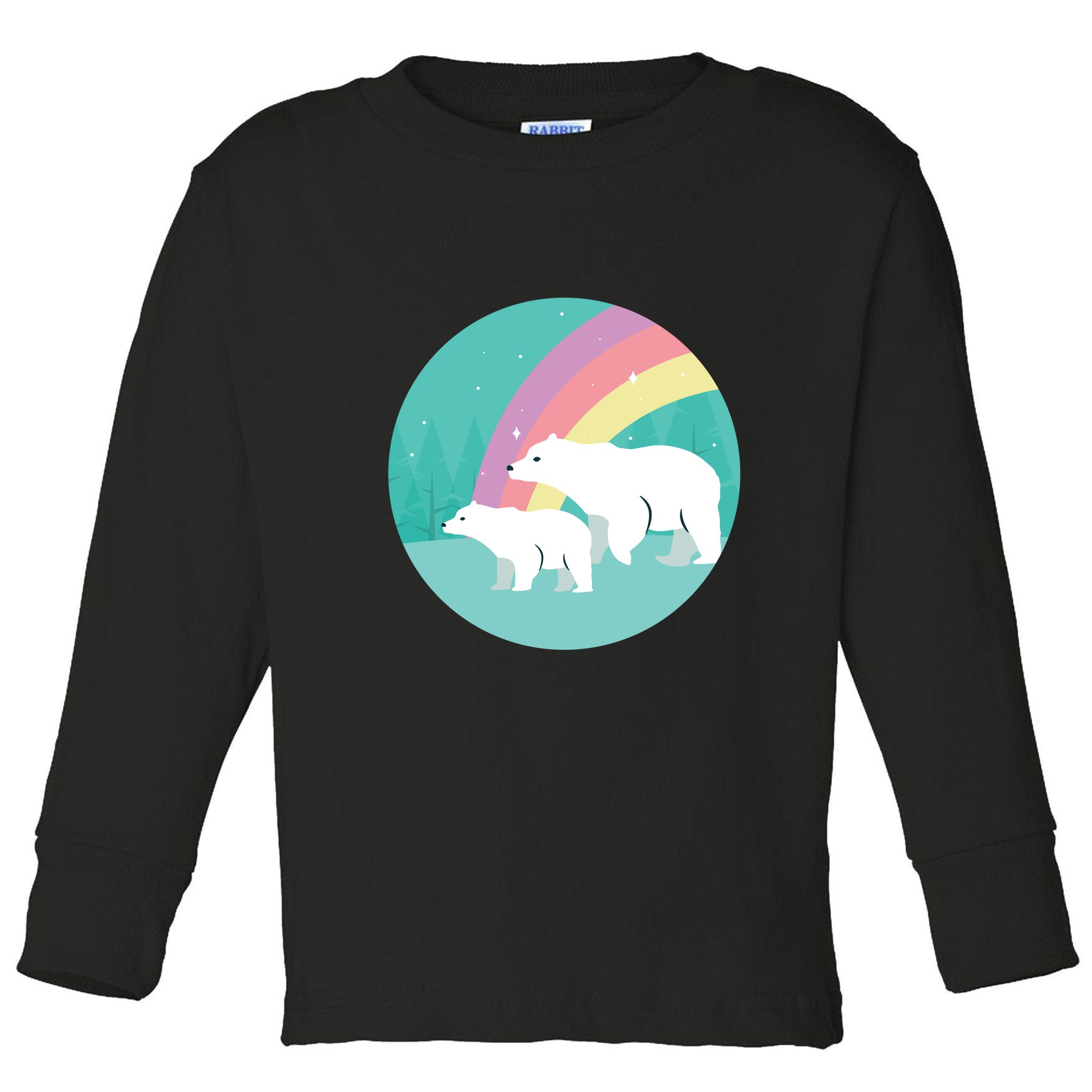 Cute Polar Bears Rainbow Toddler Long Sleeve Shirt