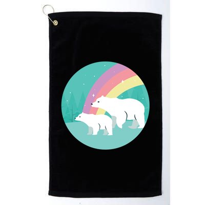 Cute Polar Bears Rainbow Golf Towel
