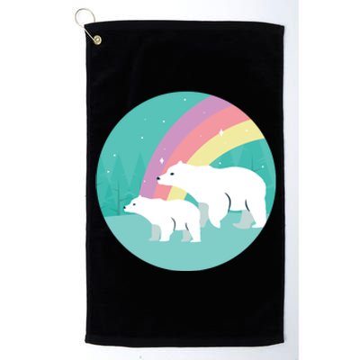 Cute Polar Bears Rainbow Platinum Collection Golf Towel