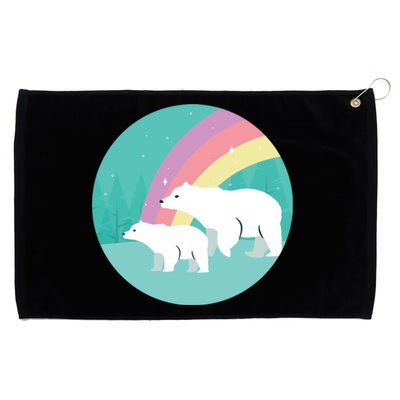 Cute Polar Bears Rainbow Grommeted Golf Towel