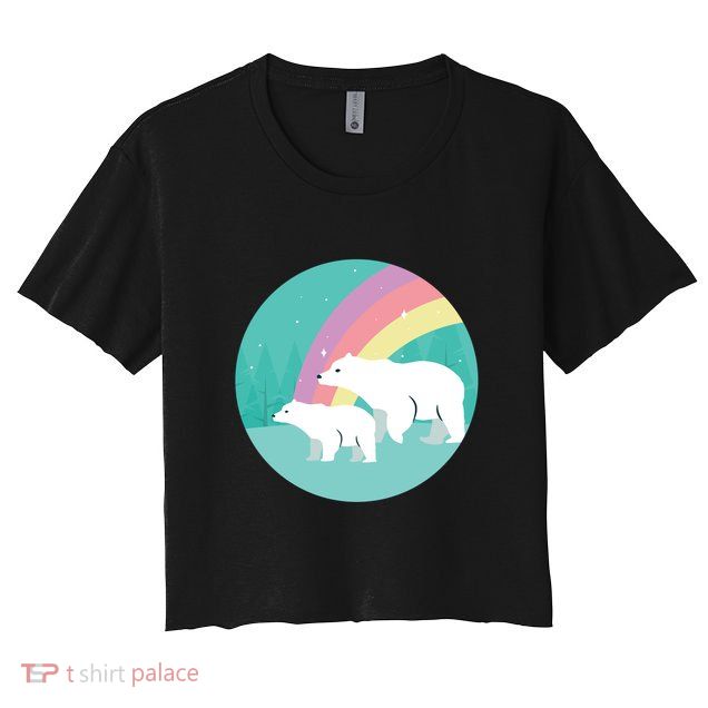 Cute Polar Bears Rainbow Crop Top