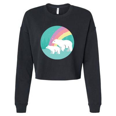 Cute Polar Bears Rainbow Cropped Pullover Crew