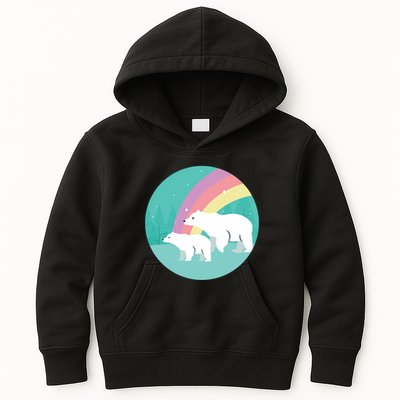 Cute Polar Bears Rainbow Kids Hoodie