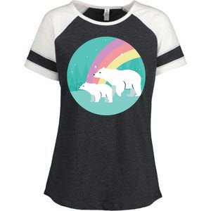 Cute Polar Bears Rainbow Enza Ladies Jersey Colorblock Tee