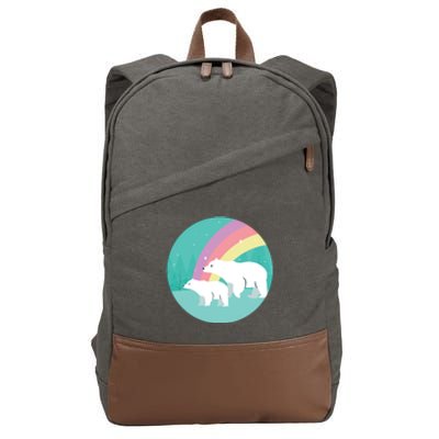 Cute Polar Bears Rainbow Cotton Canvas Backpack