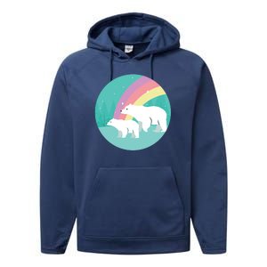 Cute Polar Bears Rainbow Performance Fleece Hoodie