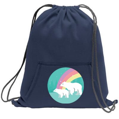 Cute Polar Bears Rainbow Sweatshirt Cinch Pack Bag