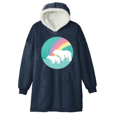 Cute Polar Bears Rainbow Hooded Wearable Blanket