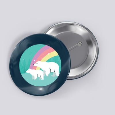 Cute Polar Bears Rainbow Button