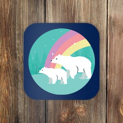 Cute Polar Bears Rainbow Coaster