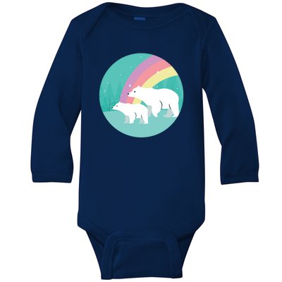 Cute Polar Bears Rainbow Baby Long Sleeve Bodysuit