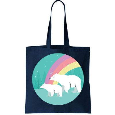 Cute Polar Bears Rainbow Tote Bag