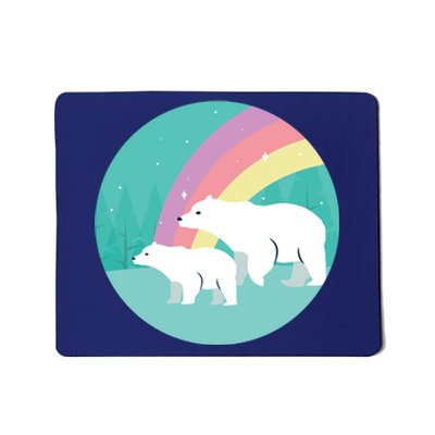 Cute Polar Bears Rainbow Mousepad