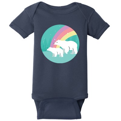 Cute Polar Bears Rainbow Baby Bodysuit