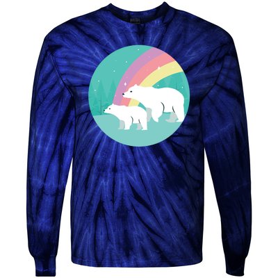 Cute Polar Bears Rainbow Tie-Dye Long Sleeve Shirt