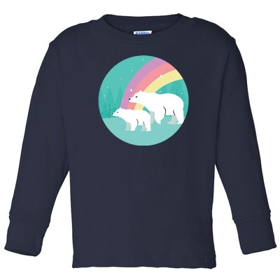 Cute Polar Bears Rainbow Toddler Long Sleeve Shirt