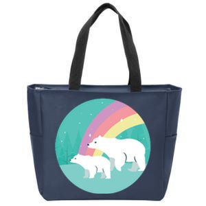 Cute Polar Bears Rainbow Zip Tote Bag