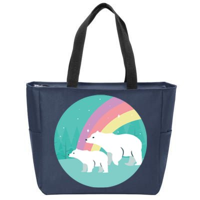 Cute Polar Bears Rainbow Zip Tote Bag