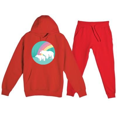 Cute Polar Bears Rainbow Premium Hooded Sweatsuit Set