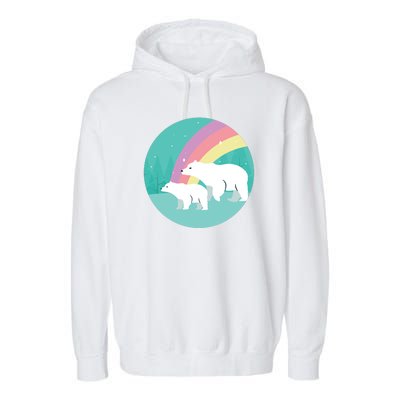 Cute Polar Bears Rainbow Garment-Dyed Fleece Hoodie