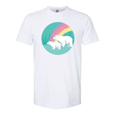 Cute Polar Bears Rainbow Softstyle CVC T-Shirt