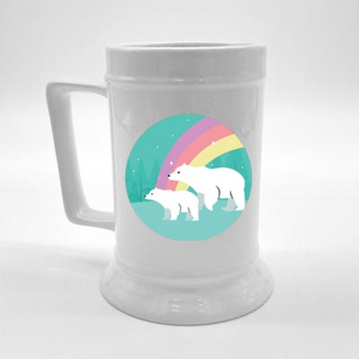 Cute Polar Bears Rainbow Beer Stein