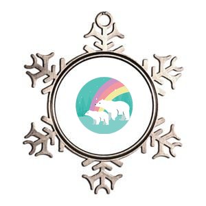 Cute Polar Bears Rainbow Metallic Star Ornament