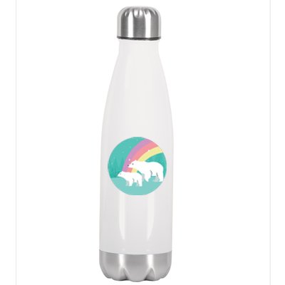 Cute Polar Bears Rainbow Stainless Steel Insulated Water Bottle