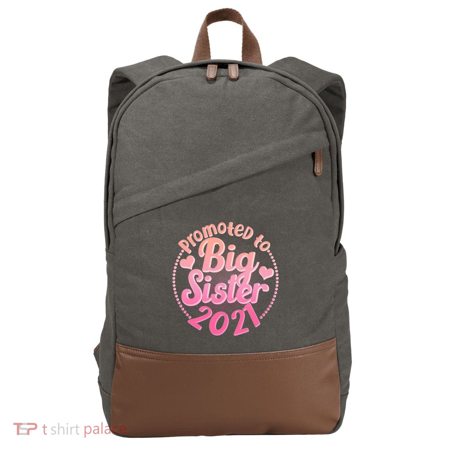 Cute Promoted To Big Sister 2021 Cotton Canvas Backpack