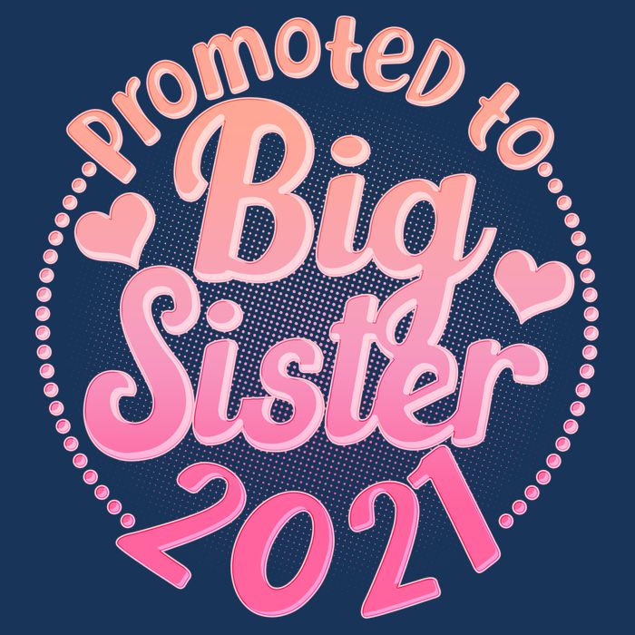 Cute Promoted To Big Sister 2021 7 Panel Mesh Trucker Snapback Hat