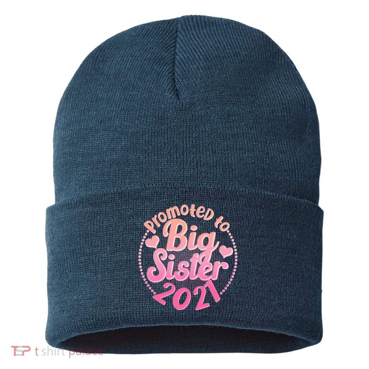 Cute Promoted To Big Sister 2021 Sustainable Knit Beanie