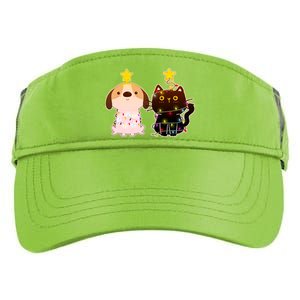 Cute Puppy and Kitten Christmas Lights Adult Drive Performance Visor